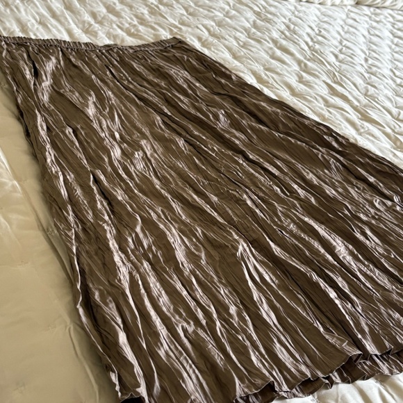 Eileen Fisher Crushed Silk Flared Skirt Cocoa.  New with tags. - Picture 6 of 9